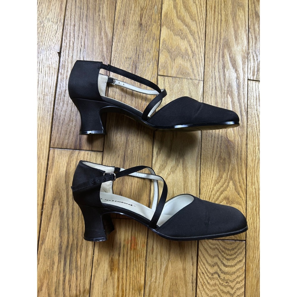 Unlisted Black Heels Square Toe Criss‎ Cross Ankle Strap Pumps Shoes Size 7.5